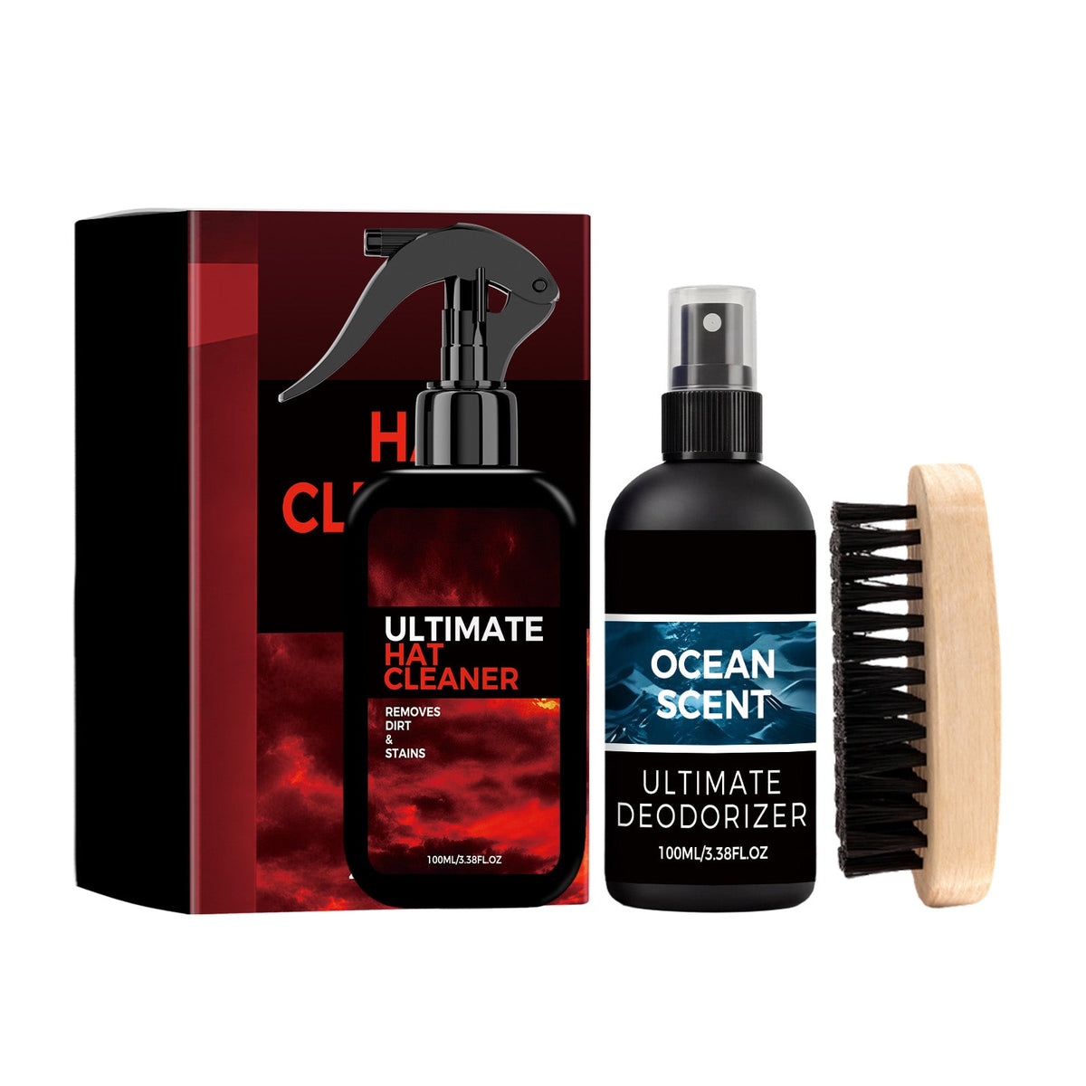 Ultimate Hat Cleaner Kit original packaging with all 3 pieces