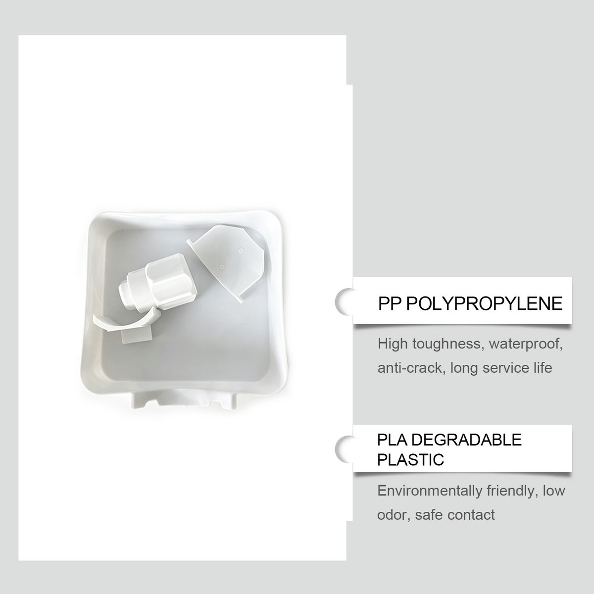 Automatic Float Valve Water Dispenser Tray product with material labels