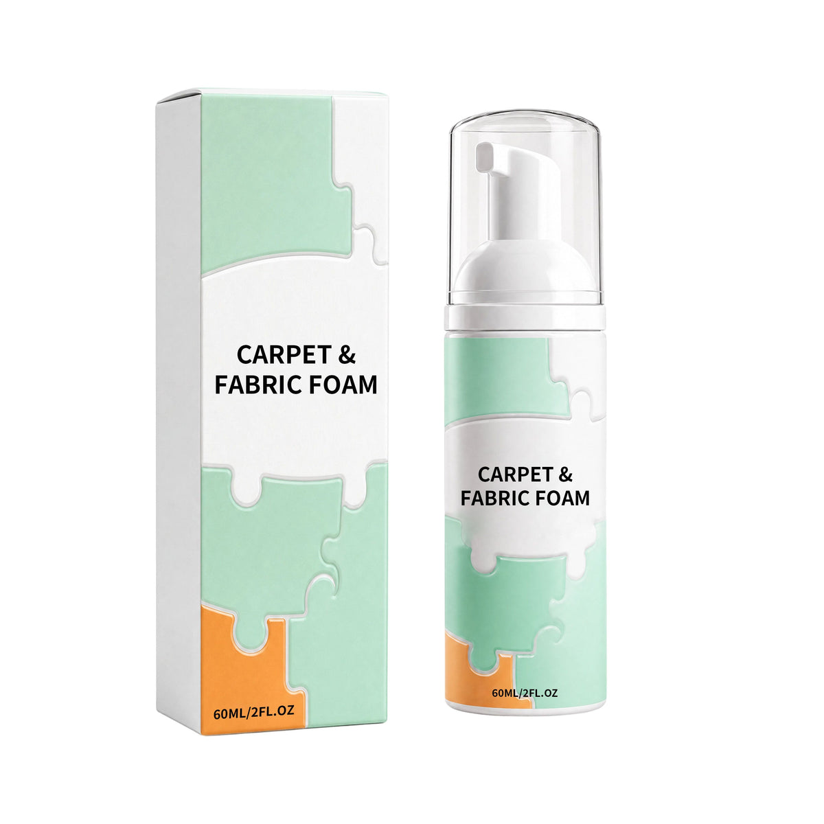 Carpet & Fabric Foam Cleaner product with box, 60ml pump bottle