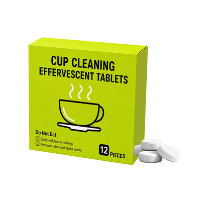 Cup Cleaning Effervescent Tablets – lime green box with 12 tablets