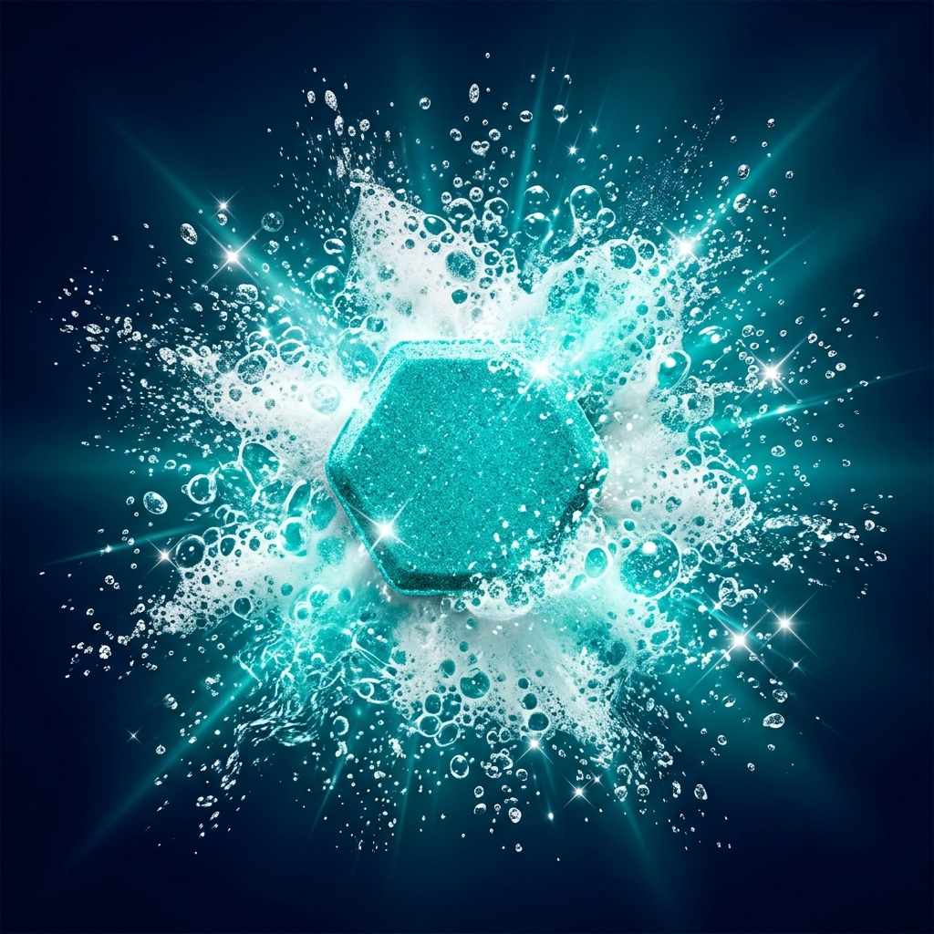 Dramatic tablet explosion navy teal background