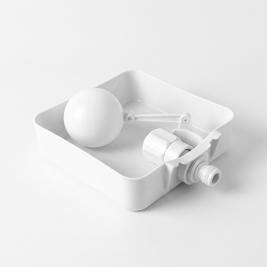 White background float valve water dispenser product shot