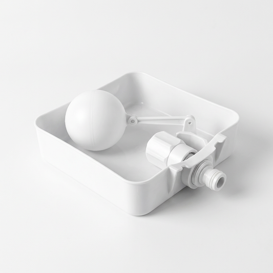 White background float valve water dispenser product shot