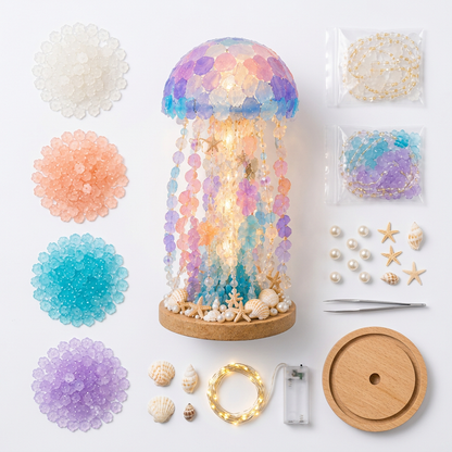 DIY jellyfish lamp kit all components white background product shot