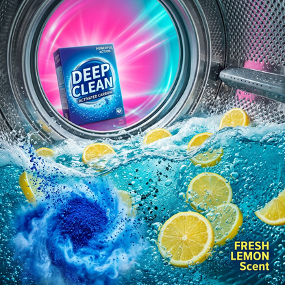 Blue powder dissolving in washing machine drum