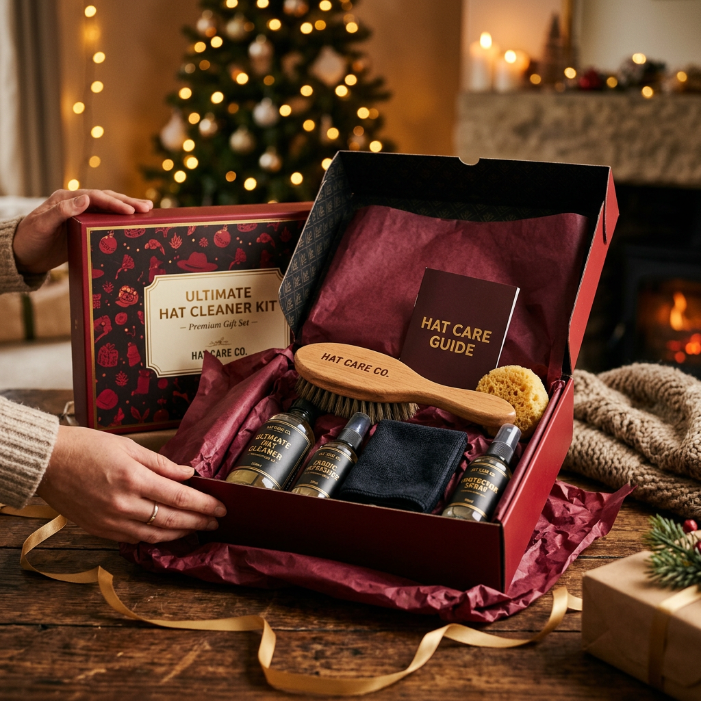 Premium gift box presentation of hat cleaner kit