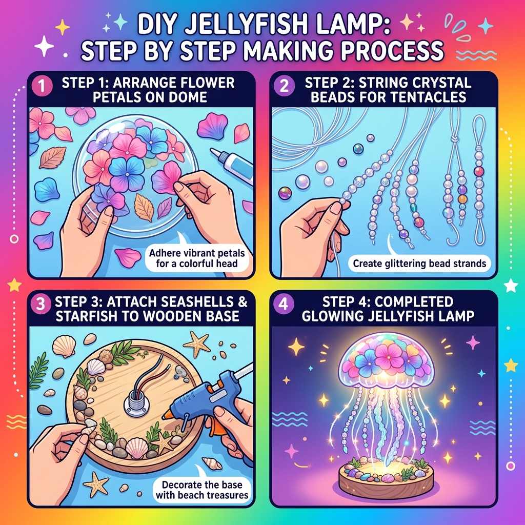 Step by step DIY making process 4-panel rainbow tutorial
