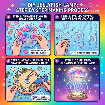 Step by step DIY making process 4-panel rainbow tutorial