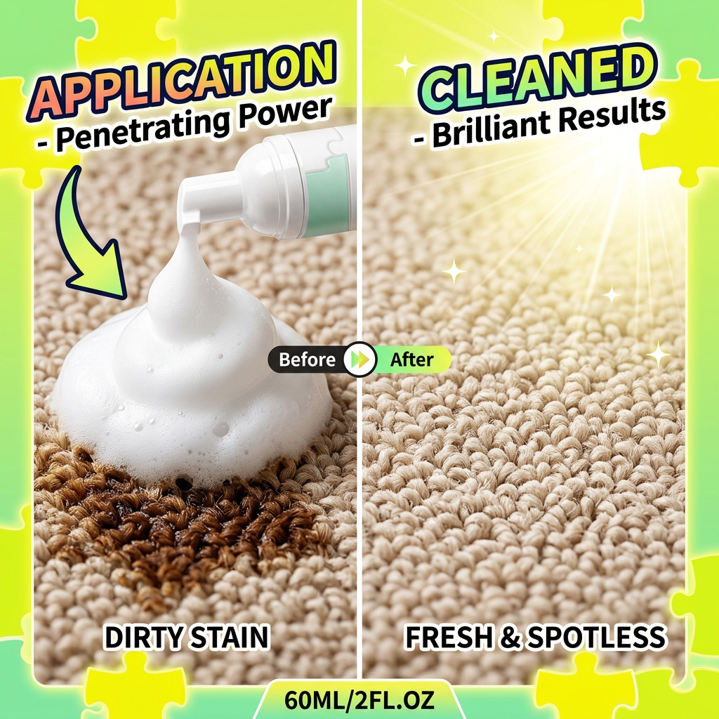 Foam in use on carpet stain