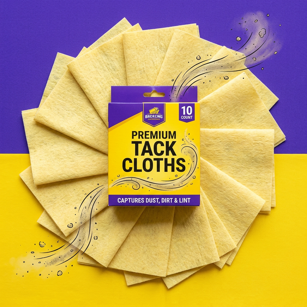 10 yellow tack cloths fanned out flat lay display