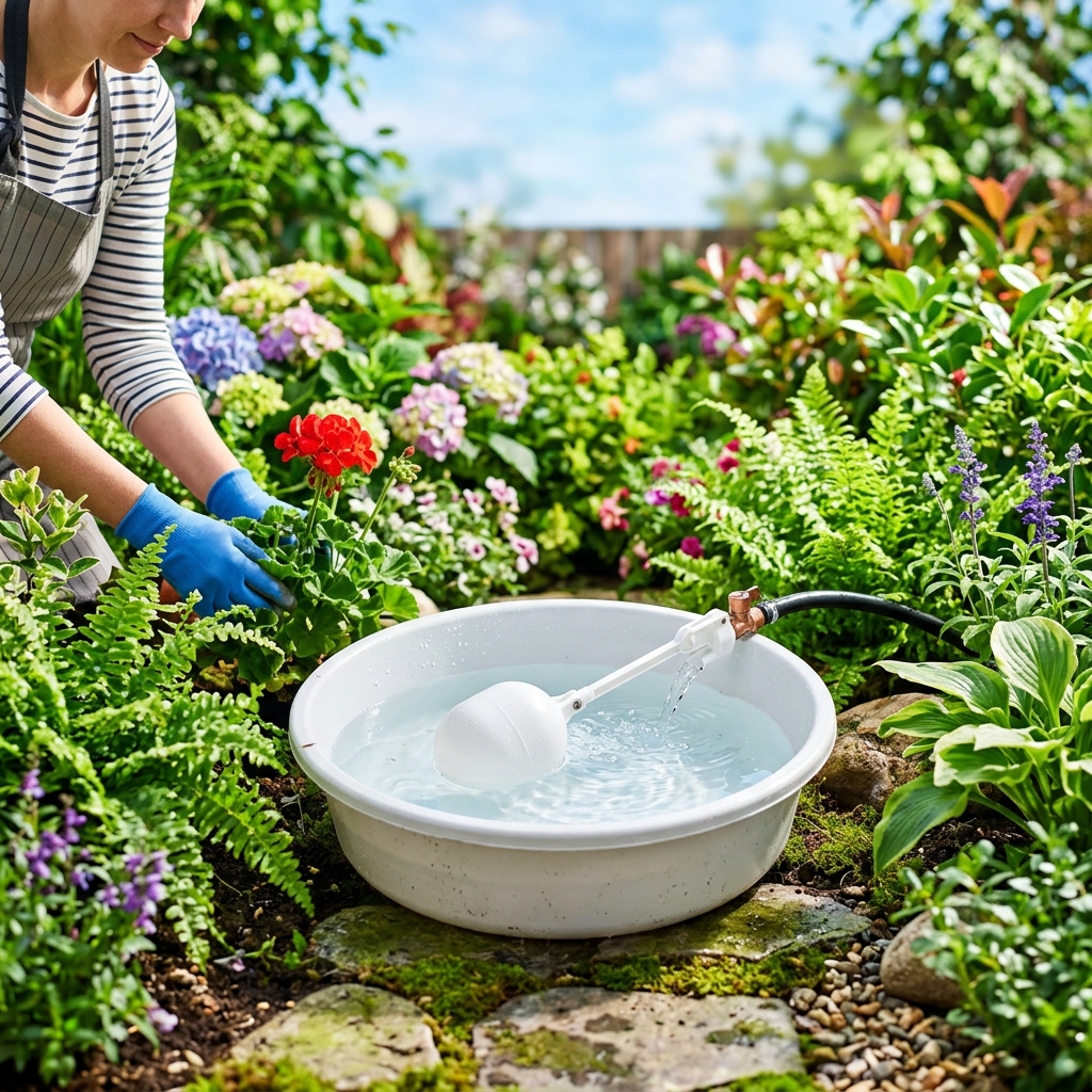 Garden lifestyle float valve dispenser with plants
