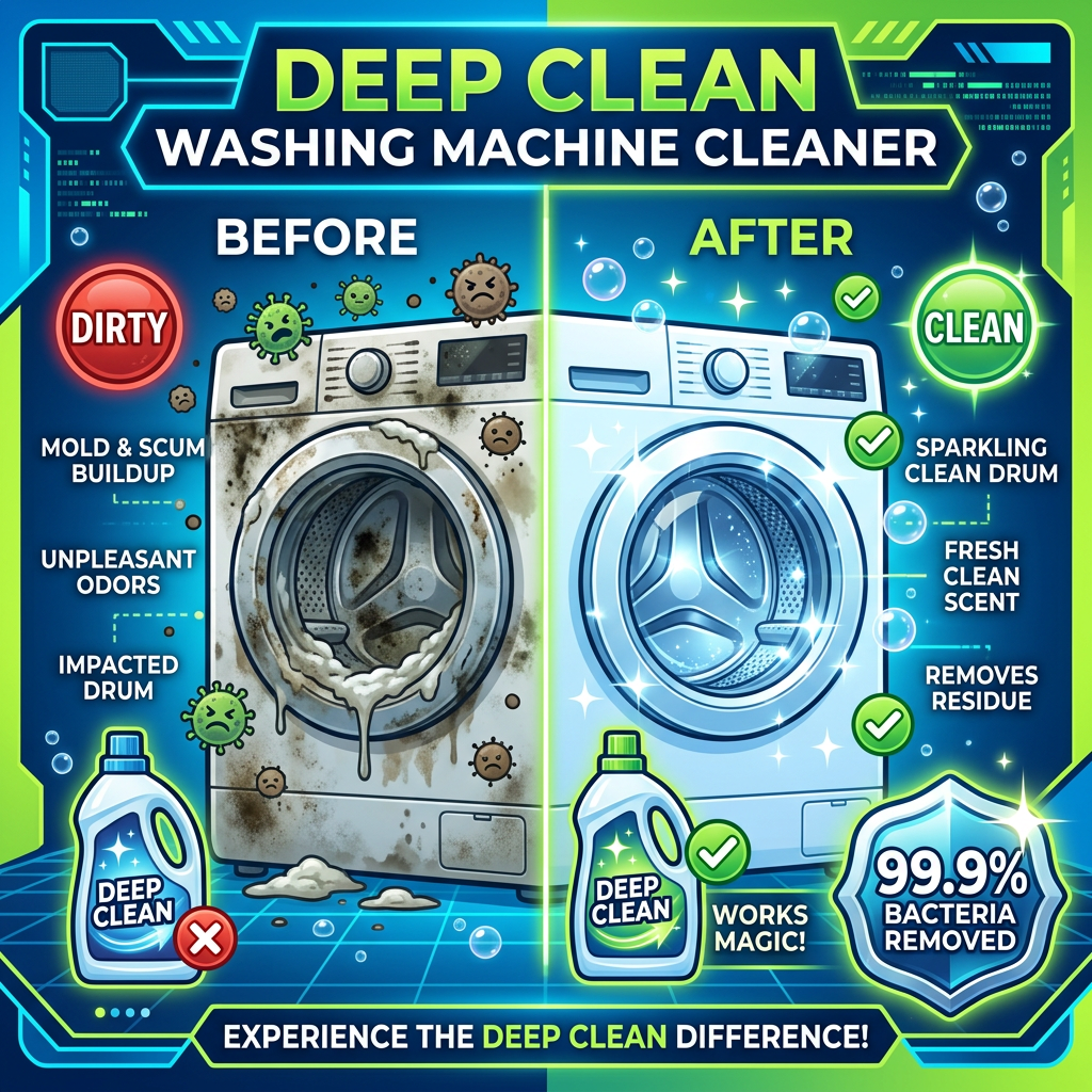 Before and after washing machine drum clean comparison